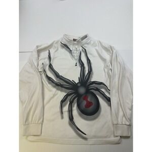 Vintage Spyder 1/4 Zip Black Widow Spider Long Sleeve Y2K 2000s White